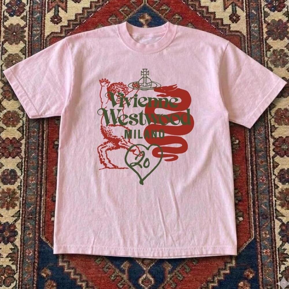 Vivienne Westwood Milano Orb Snake Light Pink Punk Graphic T-Shirt